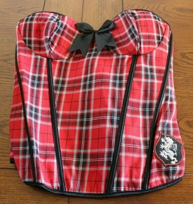 Red Plaid Corset Schoolgirl New by Coquette size Large