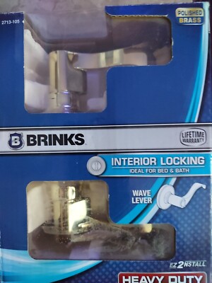 Brinks 2713-105 Wave Style Lever Door Knob with Privacy Key Brass One Pair 2