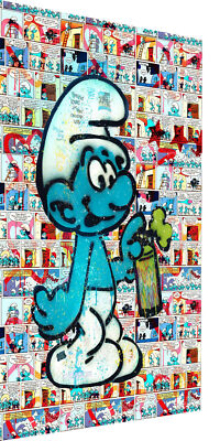 Leinwand Bilder Schlumpf Farbdose Pop Art Wandbilder -Hochwertiger Kunstdruck