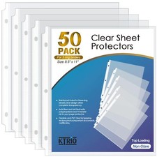 50Pack Sheet Protector 8.5 x 11 inch Non-Glare Clear Page Protectors for Binders