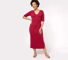 Attitudes by Renee Regular Parisian Jersey Midi Dress-Red Ash-Large-NEW-A612907