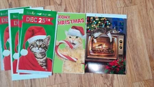 6  Funny Taby Cat Christmas Cards with Envelopes Wake me Up on The 25th !
