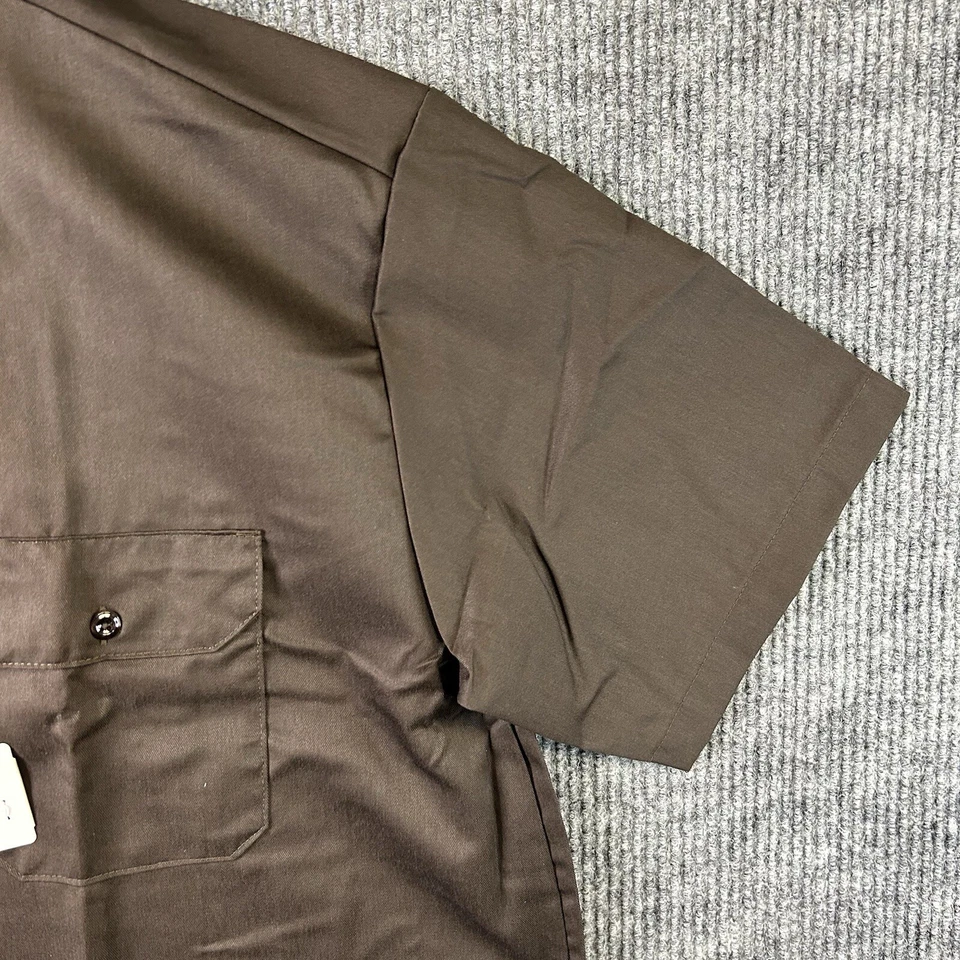 Dickies Button Shirt Mens XL Original Fit Short Sleeve Brown Front Pockets - Image 4 of 4