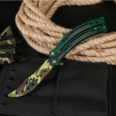 CS GO BOREAL FOREST Balisong Butterfly Messer Skin Knife Striker Trainer Übung
