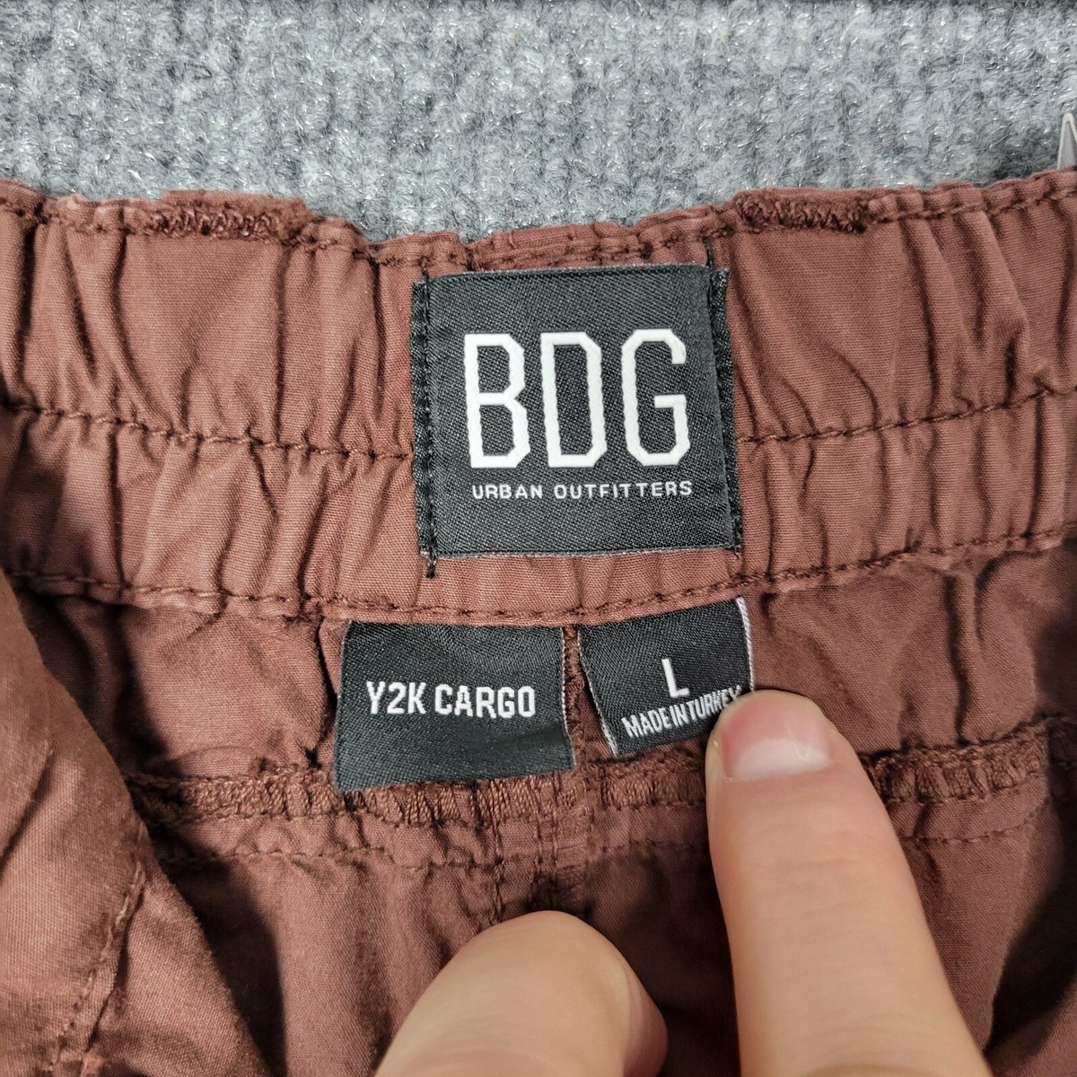 BDG Brown Y2K Cargo Mid Rise Baggy Elastic Waist Low Rise