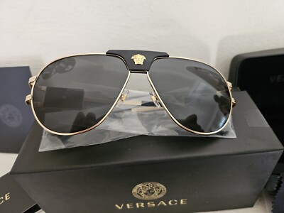 Versace Sunglasses Gold Black Metal Pilot MOD VE 2252 1002  display picture 1