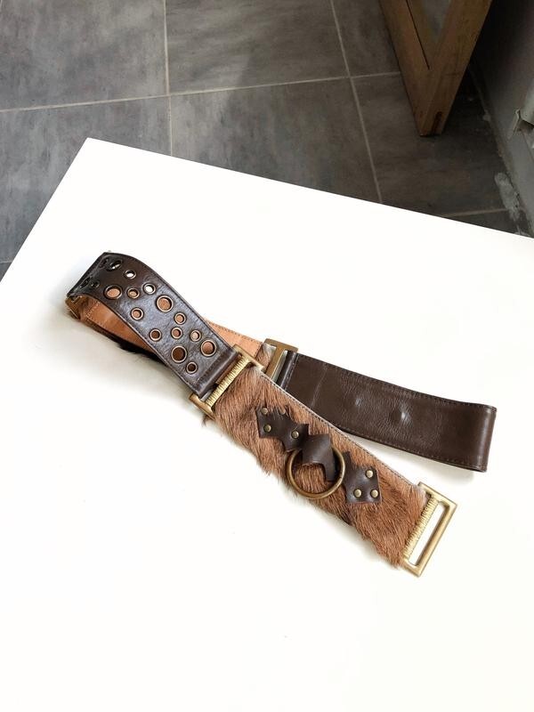 小物 00s vintageworks real leather belt y2k Y2k 2000s Vintage Chrome Cross Buckle Belt Studded Vegan Leather