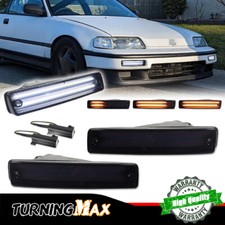 2pcs Drl Turn Signal Led Lights Replacement For 1990-1991 Honda Cr-x Crx Black