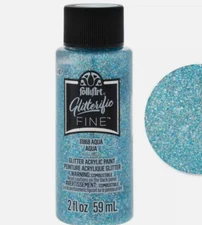 Aqua FolkArt Glitterific Fine, Ultra High-Gloss Acrylic Glitter Paint,