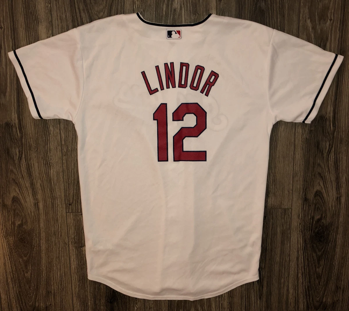 Youth Francisco Lindor #12 Cleveland Indians 2017 Postseason White Cool Base Jersey