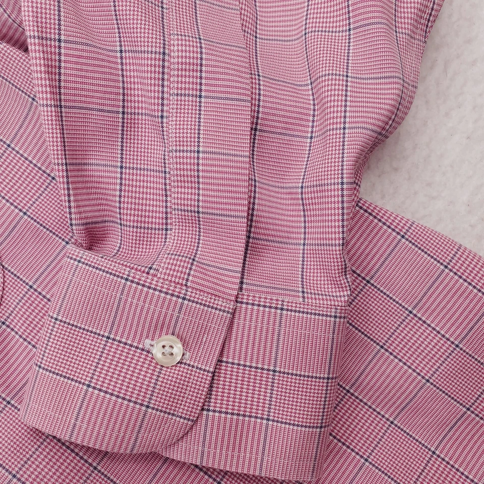 Camisa Brooks Brothers Para Hombres 16 Rosa Regent Glen Cuadros Abotonada Puño Redondo Foto 4 de 4