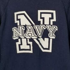 NAVY Graphic Logo Long Sleeve Crew Neck Fleece Sweatshirt Blue Size XL