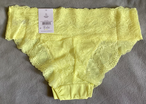 GEORGE - 2 Pairs Yellow Bandeau Briefs Satin & Lace Size 12 - BNWT - Picture 9 of 10