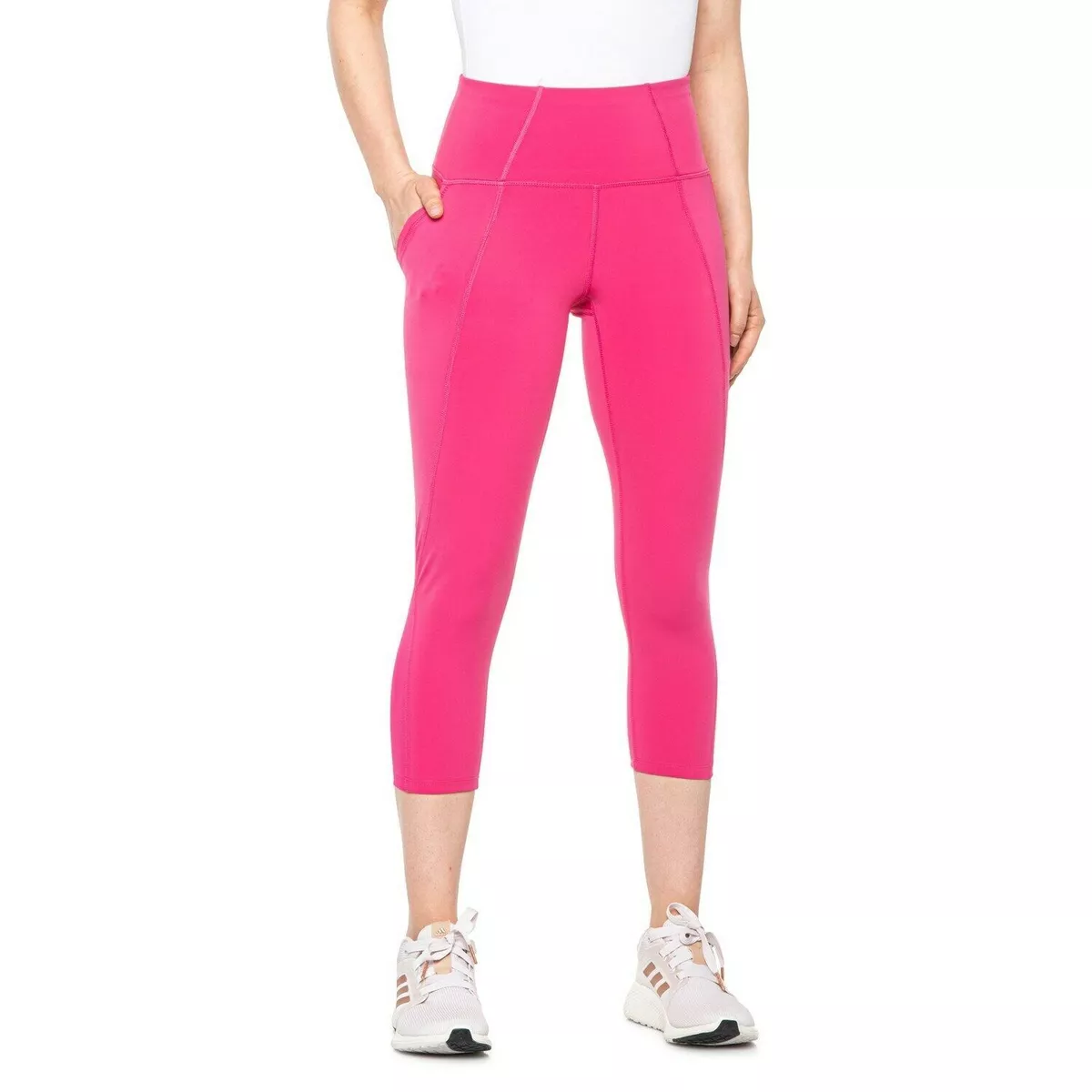 Layer 8 Women's Pink Pockets Compression 22 Capri Leggings Size L