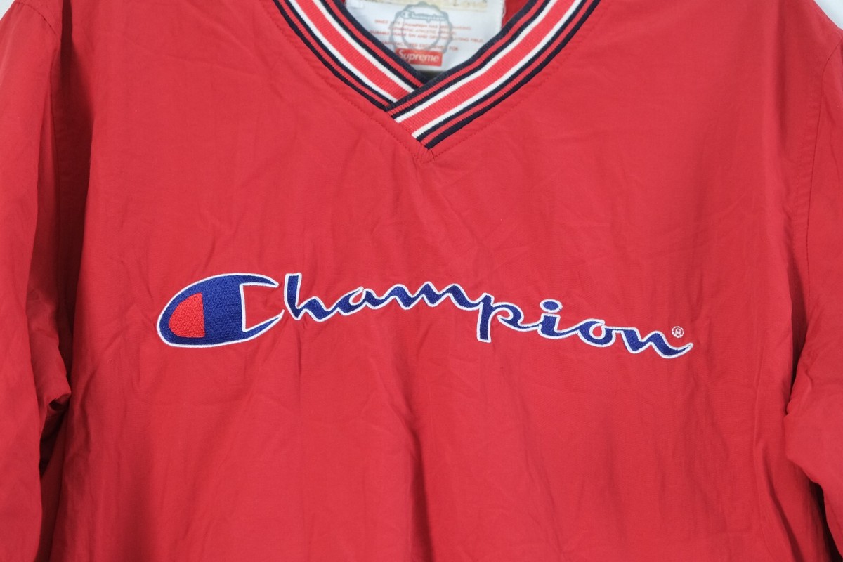 SUPREME x CHAMPION Warm Up Pullover S/S 2015 - Sz Medium - Red 