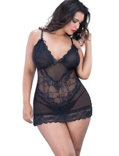 Premium Women's Babydoll Lingerie G-String Sexy Flower Lace Plus Size USA