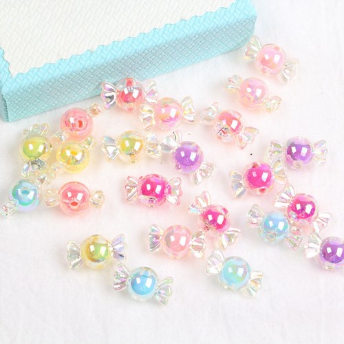 25 Mixed Color Luster AB Acrylic Candy Chunky Beads 22X12mm "Bead inside Bead" - Picture 5 of 8