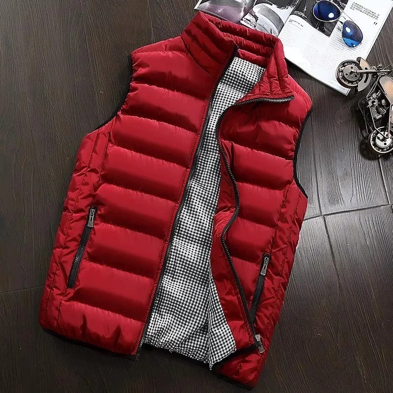 Men Winter Warm Vest Windproof Sleeveless Jacket Thick Cotton Padded Gilet Coat
