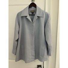 Vintage The Country Fair Button Up Jacket Trench Women Size 10 blue rayon Korea