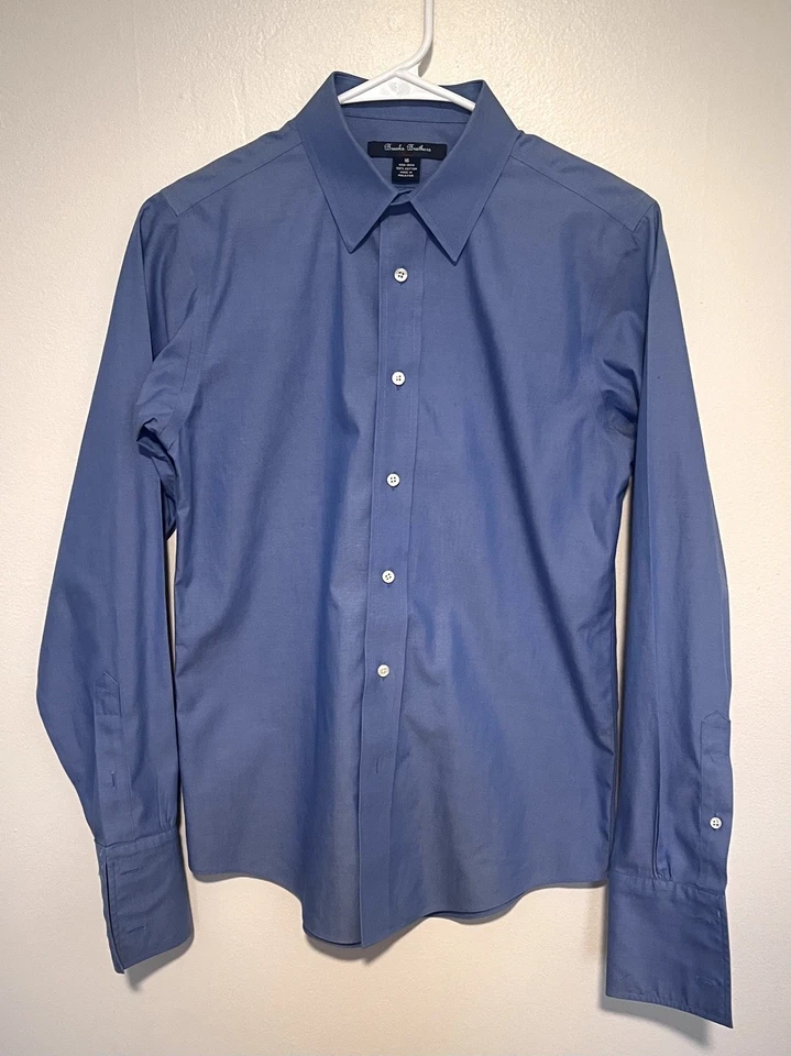 Camisa de vestir Brooks Brothers niños 16 azul algodón polar abotonada sin planchar Foto 2 de 4