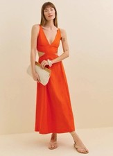 NWT Reformation Samara Linen Dress Sz 4 Color Orange Flame Retail $248 Sold Out