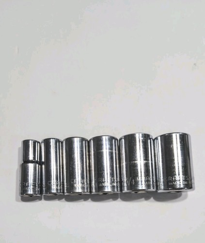 Craftsman USA RARE GK 6pc SAE Mid-Length Semi-Deep Socket Set - 3/8