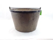 LARGE Antique BRASS 17" APPLE BUTTER KETTLE Pot/Cauldron w/ CAST IRON HANDLE