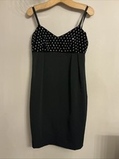 Blu Charme Black Diamonte Evening Dress - Size 12 