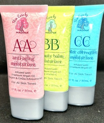 Madina Skin Care Anti Aging Moisturizer Creams AA BB CC 3 Tubes Set 1.7 Oz Each 