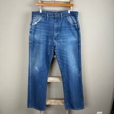 Vintage 70s/80s Wrangler 13MWZ Faded Blue Denim Cowboy Jeans 36x30, USA