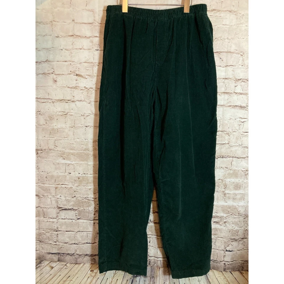 Calça de veludo vintage Cabin Creek feminina 18 verde floresta bootcut algodão - Imagem 2 de 4