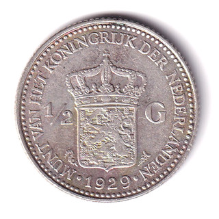 Niederlande ½ Gulden 1929 Silber!
