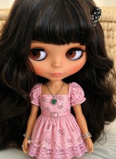 Custom Blythe Doll Black Hair Nude Jointed Body OOAK 1/6 Tan Skin Matte Face 12"