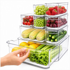 Clear Fridge Bins with Drain Trays - Bpa-Free PET, Stackable 8 Pack 8 Pack: 1