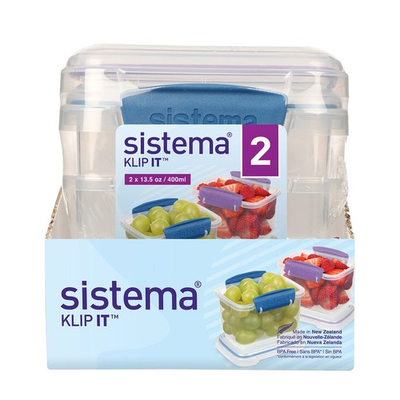 #ad Sistema Klip It Food Storage Containers 400 mL Assorted Colours 2 Pack $13.00