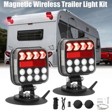 2pcs Wireless Led Tail Lights Magnetic Tow Towing Trailer Warning Flashing Light