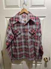 Vintage 1960s-70s Pearl Snap Plaid Red Button Up Shirt