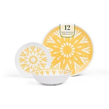 12-Piece Melamine Dinnerware Set: Durable, Lightweight, Break-Resistant Plate...