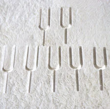Crystal Soul Clear Crystal Singing Fork Set 432Hz Customizable with Bag