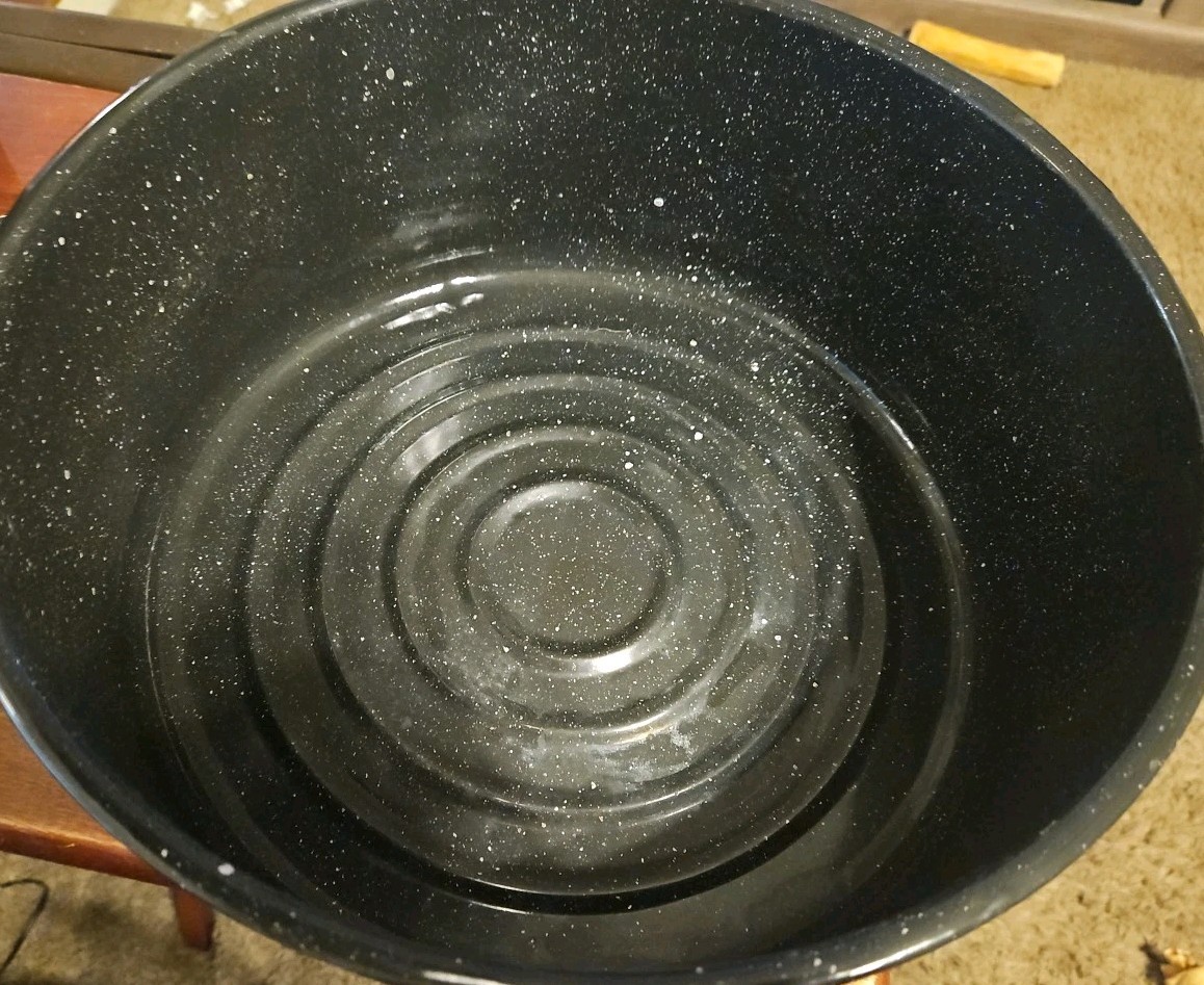 Vintage Double Steam Speckled Black Seafood Lobster Steamer Clam Corn Pot w/ Box