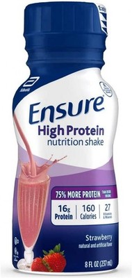 Ensure High Protein Nutrition Shake, Strawberry, 8 Oz., Liquid, Bottle, 6 Count
