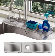 24 Inch Silicone Faucet Mat for Kitchen Sink Splash Guard - 7 Slope Upgraded...