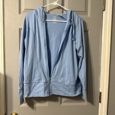 Danskin Now Jacket Blue Ice Full Zip Up Women  s Size L Cotton/polyester/spandex