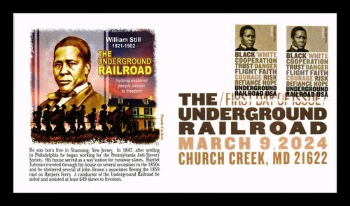 US COVER WILLIAM STILL UNDERGROUND RAILROAD IMPERFORATE FDC COMBO PANDA CACHET