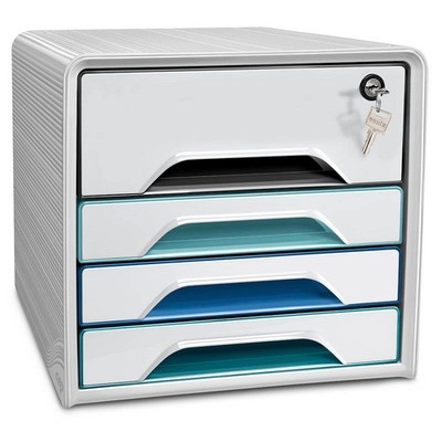 cep Schubladenbox Smoove Secure  weiß/bunt 1073110511, DIN A4 mit 4...