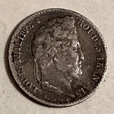 France: 1835 A 1/4 Franc King Louis Philippe - Paris Mint cd