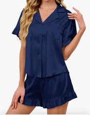 Pajamas for Women Set Loungewear Two Piece Pajamas Soft Short Sleeve Lounge L 