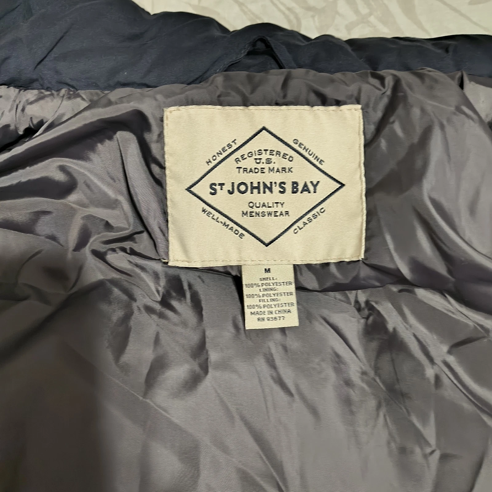 Vintage St.Johns Bay Puffer Vest Sz.M Navy Blue Full Button And Zip Up Pockets