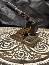 Victorian Antique Gilt Cast Iron Address Embossing Press 1890-1900 Working