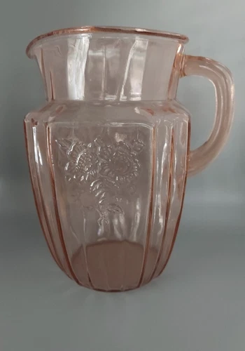 30's Pink Depression Glass Mayfair Open Rose Pitcher Anchor Hocking EXCELLENT!